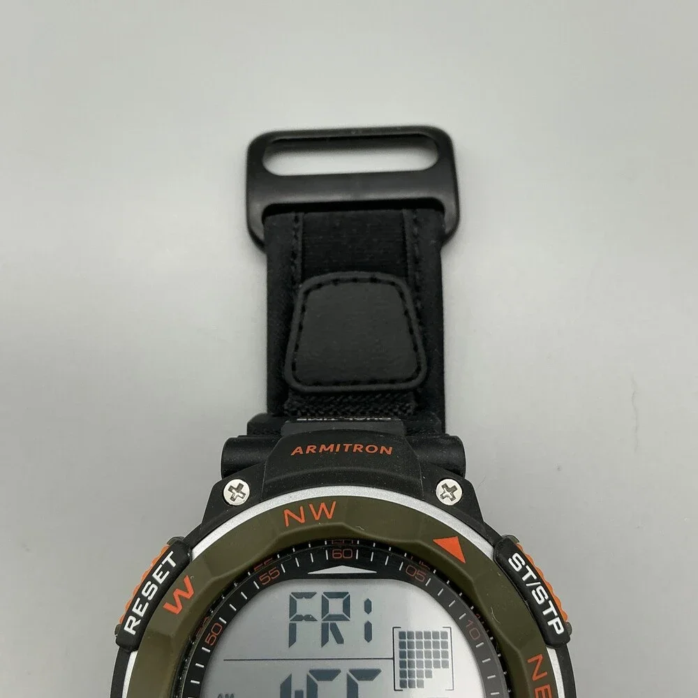 Armitron Pro Sport Mens Watch 51mm Gray Digital Dual Time Chrono New Battery